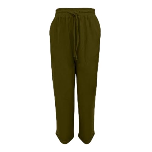 Pantalon de loisirs respirant femme en coton et lin fluide avec poches