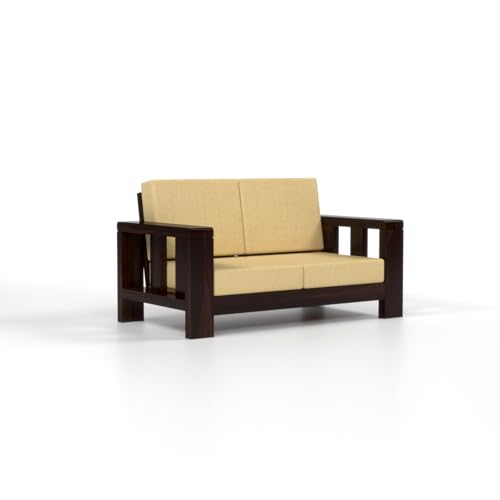 Image of Solid Sheesham Wood 4 Seater Sofa Set for Living Room I Wooden Sofa Set for Living Room Furniture 2+2 (Walnut, 4 Seater)