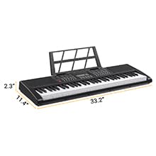 GLARRY 61 Key Portable Keyboard Piano Electronic for Beignners w/LCD Screen, Music Stand, Microphone, Headphones, 3 Teaching Modes, Built-In Speakers