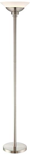 Possini Euro Design Metro Modern Torchiere Floor Lamp Dimmable 71' Tall Brushed Nickel Frosted White...