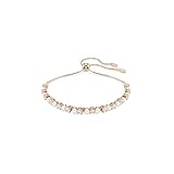 Swarovski Bracciale Matrix, cristalli bianchi taglio rotondo e perle di cristallo in una montatura placcata oro rosa, One Size, Perla di cristallo Placcato oro rosa Zirconia cubica, Zirconia cubica