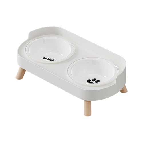 PILULY エレベーテッドダブルボウルペットフィーダーディッシュ 簡単に食器洗い機対応 ペットフードウォーターボウル 小型犬猫用