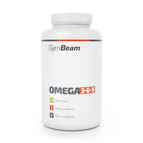 GymBeam Integratore Omega 3-6-9, 800mg Olio di Pesce, 600mg Olio di Semi di Lino, 580mg Olio di Girasole, Con EPA, DHA e Vitamina E, per la Salute del Cuore, Fonte di Acidi Grassi (120 cps)