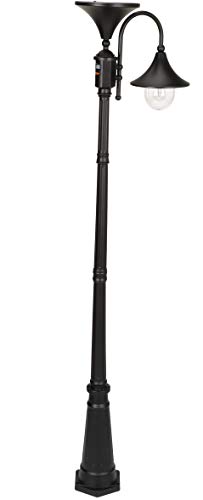 Gama Sonic GS-109S-B Everest Downlight Lamp Post Outdoor Solar Light Fixture and Pole, Black