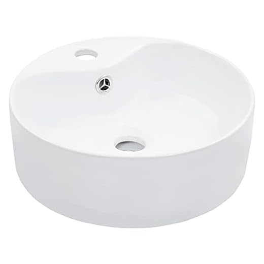 vidaXL Lavabo avec Trop-Plein Lave-Mains Vasque à Poser Monter Salle de Bain Intérieur Salle d'eau Cabine de Toilette Maison Céramique Blanc