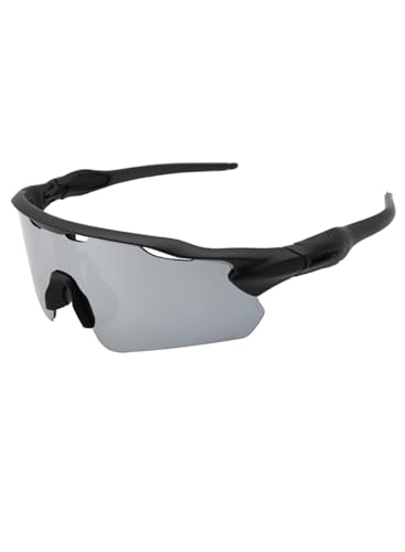 Óculos De Sol Esportivo Ciclismo Proteção Kit Polarizado Original Baixa Pace Pedal Bike Beach Tennis Ftv Corrida UV400 Unissex - Modelo Race - Cacife Brand (Preto Prata Espelhado)