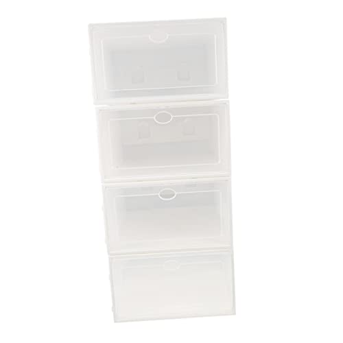 VILLFUL Set 4 Scatole per Scarpe Trasparenti Ispessite in Plastica, Custodia Antipolvere per Uso Domestico, Organizer Impilabile per Stoccaggio Scarpe e Oggetti