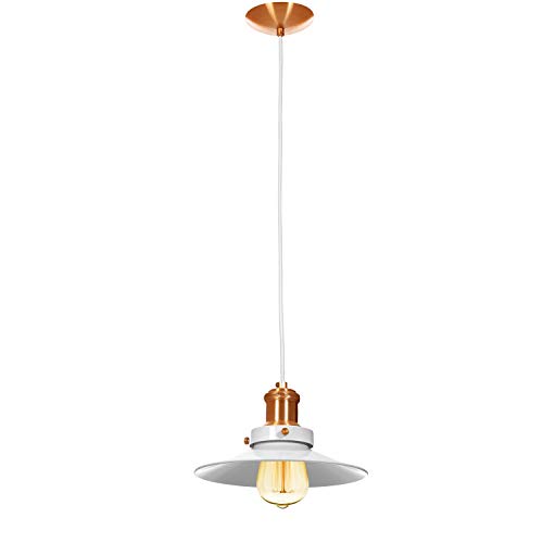 Pendente Industrial 22 Cm Retro Nordic Branco com Cobre