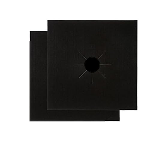 2 Pack Stove Burner Covers - Gas Stove Protectors Black 0.2mm Double Thickness, Reusable, Non-Stick, Fast Clean Liners for Kitchen/Cooking. Size 10.6" x 10.6" (Silver)