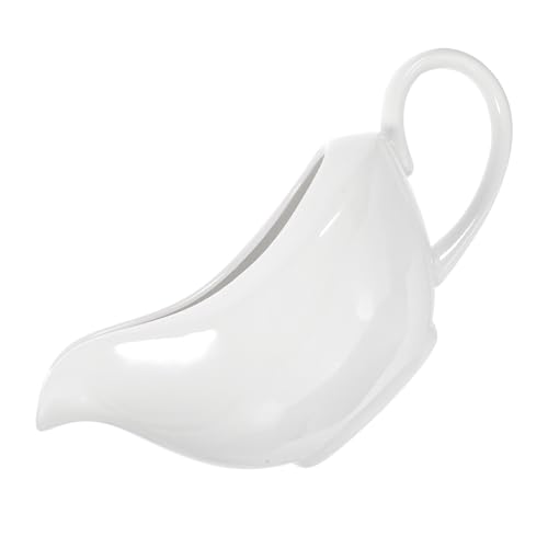 Cabilock Ceramic Sauce Pitcher with Handle Gravy Boat for Sauces Condiments and Dressings for Home Restaurants and Catering Unique Grip Design for Easy Use
