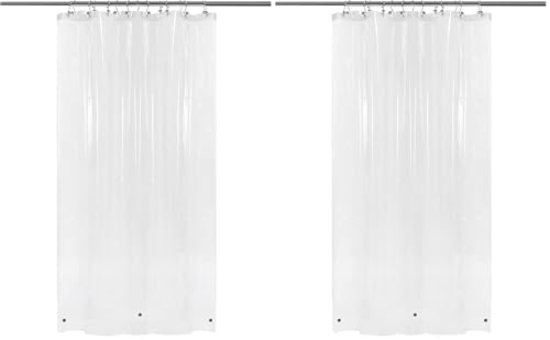 Image of Barossa Design 48 inch Wide Stall Shower Curtain Liner with 3 Magnets - PEVA, Waterproof, PVC Free, Metal Grommets, Clear, 48x72 (Pack of 2)