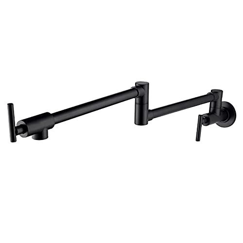 RBYRLDSTY Grifo de Cocina de Pared frío y Caliente, Plegable, de latón, con un Solo Orificio, Giratorio, de Brazo oscilante y Doble articulación, Color Oro Rosa(Matte Black)