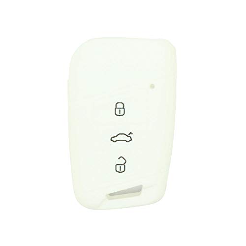 BROVACS Silicone Cover Protector Case Holder Skin Jacket Compatible with VOLKSWAGEN Passat B8 Magotan SKODA Superb A7 3 Button Smart Remote Key Fob CV9807 White - Image 2