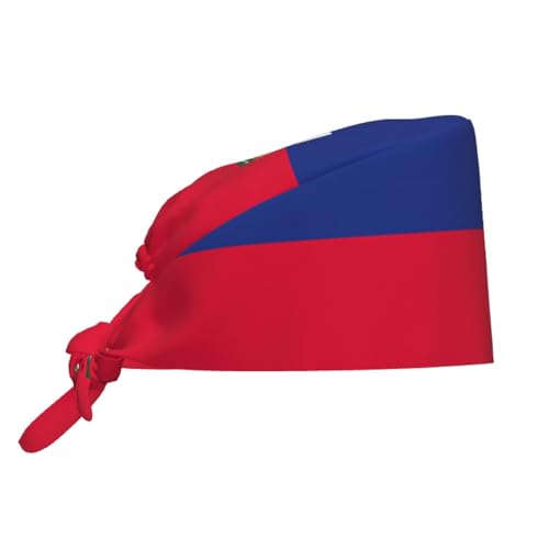 YYHWHJDE Breathable Work Hat Haitian Flag Prints Adjustable Comfortable Chef Hat for Women & Men Black