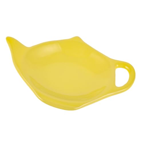DECHOUS Teapot Shaped Ceramic Tea Bag Holder and Dipping Dish Plate for Snacks Easy to Clean with Smooth Edges for Afternoon Tea