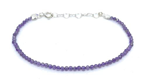 Bracelet améthyste 2mm le cadeau d'anniversaire idéal avec taille réglable