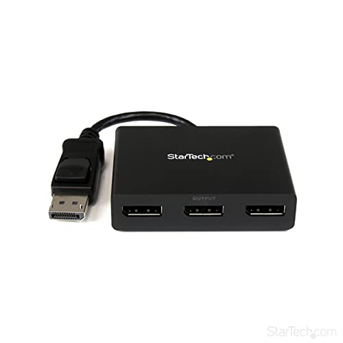 StarTech.com 3-Port Multi Monitor Adapter - DisplayPort 1.2 MST Hub - Dual 4K 30Hz & 1x 1080p - Video Splitter for Extended Desktop Mode on Windows PCs Only - DP to 3x DP Monitors (MSTDP123DP)