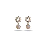 Pendientes 925 para mujer, minimalistas de perlas y cristales, cumpleaños o ang, caja de regalo de joyería incluida con postes de plata maciza