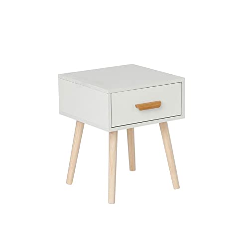 1 mesilla de noche minimalista blanca con cajones para guardar artículos de necesidades diarias, mesitas de noche fáciles de instalar, HWC
