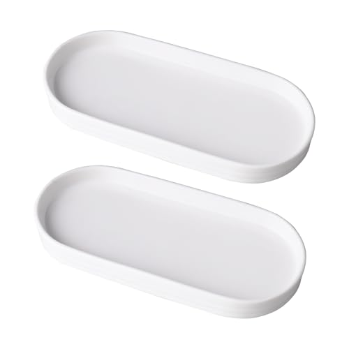 wocpvm 2 bandejas de baño decorativas blancas ovaladas de 20 x 9 x 1,8 cm, cerámica de, diseño ovalado, multifuncional, fácil limpieza