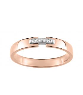 Alliance Pavla en deux ors 18 carats et diamants 3 mm pour éclat éternel