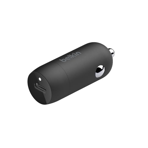 Belkin Chargeur de voiture BoostCharge 30 W, chargeur voiture allume-cigare, port USB-C Power Delivery, compatibilité universelle, pour iPhone 16/15/14, Galaxy S24/S23, Pixel, Sony, iPad, tablettes