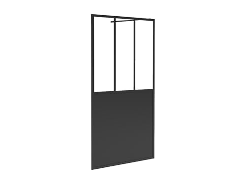 Vente-unique - Paroi de douche à l'italienne style atelier - Noir mat - 120 x 200 cm - URBANIK