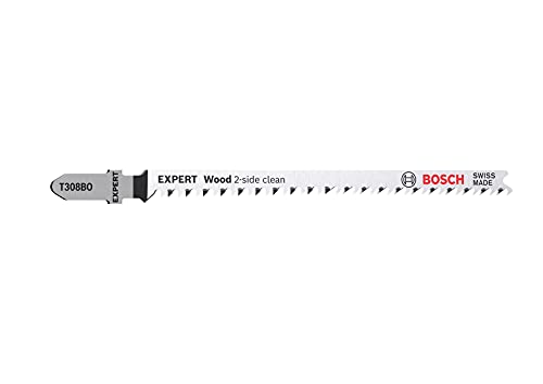 Bosch 3x Expert ‘Wood 2-Side Clean’ T 308 BO Jigsaw Blade (for Plywood, Solid wood furniture board, Length 117 mm, Professional accessories jigsaw)