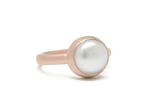 Bague de proposition en or solide et perle blanche délicate - 8