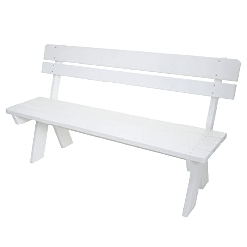 Mendler Banc de Jardin HWC-L66bois Massif 148cm Blanc