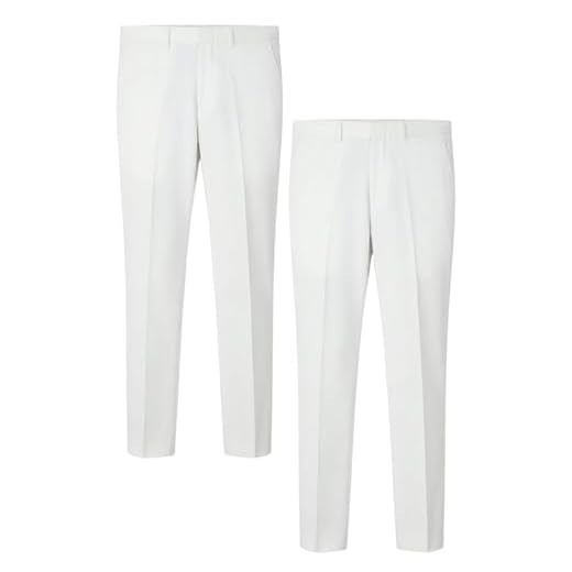 KIT 2 Peças - Calça Social Masculina Slim Branca Calça de Terno Tecido Panamá Calça Formal Alfaiataria Homens 40