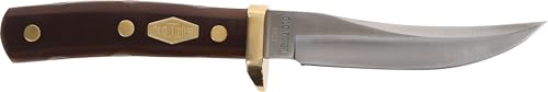 Old Timer 160OT Mountain Lion 9.3in High Carbon S.S. Full Tang Fixed Blade Knife with 5in Clip Point Blade Black Sawcut Handle and Leather Belt Sheath for Hunting Camping EDC and Outdoors