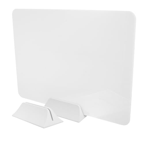 Lurrose Separador de Escritorio de Acrílico Color Claro 30x40 Cm 2 Bases Plásticas, Pantalla Divisoria Portátil para Oficina y Aulas, Panel de Privacidad para Estación de Trabajo y Examen