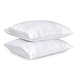 LINENWALAS 100% Rayon Derived from Bamboo Silk Pillow Cases Set of 2, Soft Breathable Pillowcase, Hotel Luxury Cooling Pillow Covers King Size with Envelop Closure (20 x 40, White)