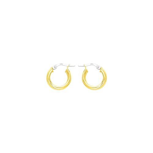 Créoles or jaune 18 carats 10 mm : boucles d'oreilles fil torsadé femme