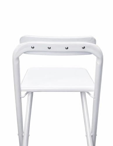 Miniatura 8 de Jardin202 - Taburete Plegable Alto De Metal Extra Grueso Con Reposapies Para Cocinas Y Bar Silla Con Respaldo Resistente Unidad Blanco Blanco