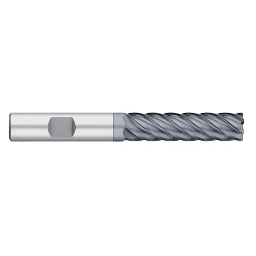 Titan TC61232 Solid Carbide Terminator End Mill, Long Length, 6 Flute, Corner Radius, 40 degree Angle Helix, ALCRO-Max Coated, 1/2