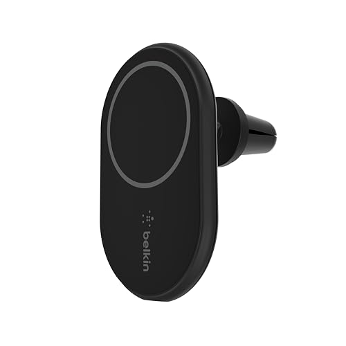 Image of Belkin MagSafe-Compatible Magnetic Wireless Car Charger 10W - Wireless Charger, Magnetic Car Vent Phone Mount for iPhone 17, iPhone 16, 15, & 14 Series, Pixel 10 (Power Supply Included) - Black