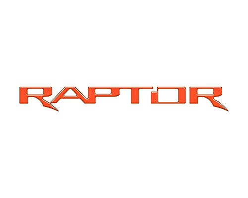 TufSkinz Raptor Tailgate Emblem Inserts - Compatible with 2017-2024 Ford F-150 Raptor - Orange - Domed (Raised 4mm) - Vehicle Specific - Truck - Automotive Decorative Emblems