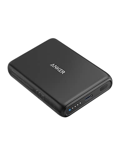 Anker 521 磁気外部バッテリー (PowerCore Magnetic 5K)、5,000mAh および USB-C 充電ケーブル付きポータブル ワイヤレス パワーバンク、iPhone 13 シリーズ/iPhone 12 シリーズと互換性あり