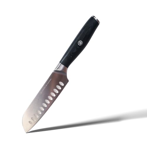 Image of CUMIN CO. 6 Inch Santoku Knife | Premium High Carbon Stainless Steel Japanese Style Kitchen Knife with Granton Edge | Ultra Sharp Knife for Vegetables, Meat & Fish