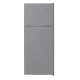 West Bend Apartment Refrigerator Freestanding Dual Door Design Fridge with Top Freezer, Adjustable Electronic Controls and Frost Free Defrost, for Condo, House, Small Kitchen Use, 14.3-Cu.Ft, Metallic