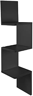 Shoze 3 Tier Corner Shelf White Shelves Book Shelf With Zigzag Design Wall Shelves Wall Shelf Unit Shelfs Corner Bookcase for Bedroom Living Room (Black)