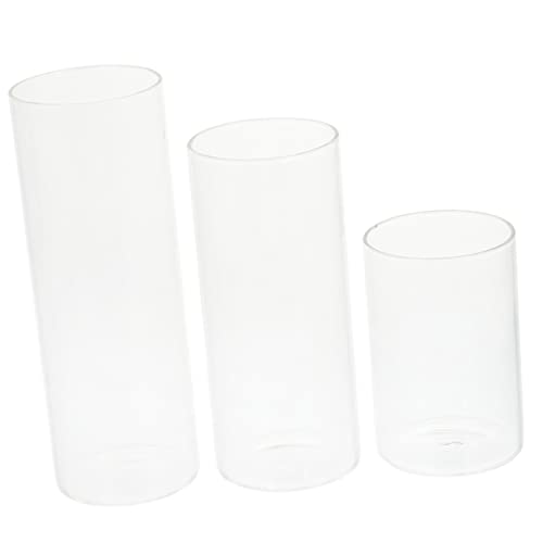 Garneck 3pcs Transparent Glass Candle Holders Simple Style Cylinder Candle Cup Decor for Home Weddings and Banquets Material with Combinations