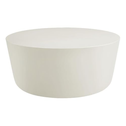 Modway Brion 34 Inch Round Concrete Coffee Table – Indoor/Outdoor Tapered Cylinder Coffee Table – Low Center Table for Living Room or Patio in White