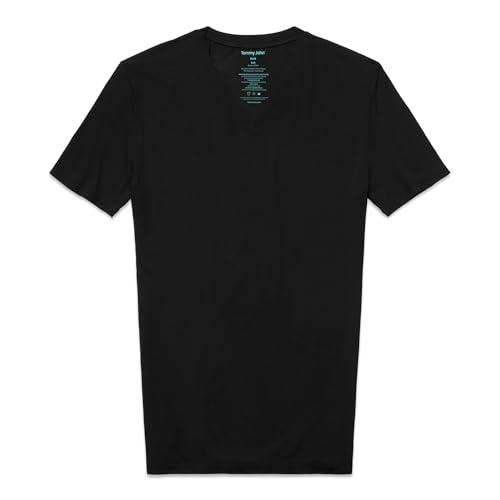 Image of Tommy John Men's High V Neck Undershirt, Second Skin Fabric, Slim Fit T-Shirt with Stay Tuck Design