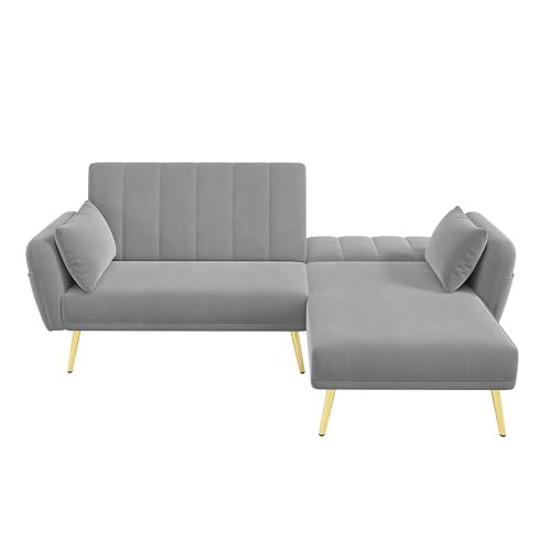 Sofá cama plegable en L SUKY gris con esquina adicional para salón 8