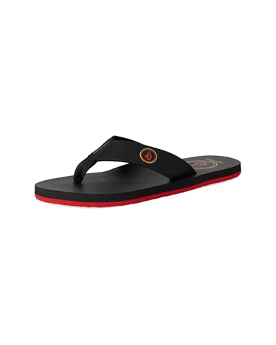 Image of Volcom Men's Daycation Flip Flop Sandal - Soft Brushed Recliner Comfort Foam Footbed, Black /Black, 8