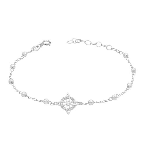 Adjustable Witch’s Knot Bracelet with Diamond-Cut Beads in Sterling Silver 925 – Protective Amulet, Elegant Jewelry for Women and Men