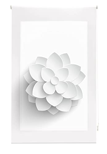 Blindecor Flores | Estor Enrollable Translúcido con Estampado Impresión Digital | Modelo Flower | 110 x 180 cm (ancho por alto) Tamaño de la Tela 107 x 175 cm | Estores para Ventanas